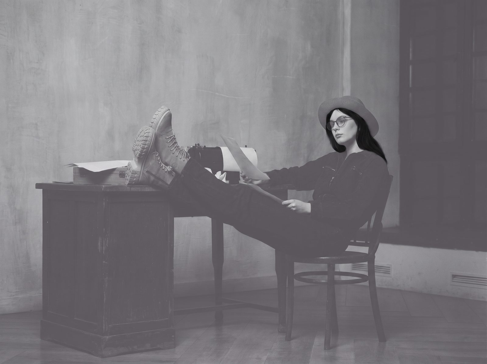 A writer at her desk.
